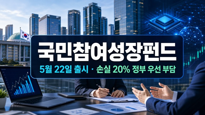국민참여성장펀드 출시와 손실 20% 정부 우선 부담 문구가 중앙에 크게 보이는 금융 정책 대표 이미지