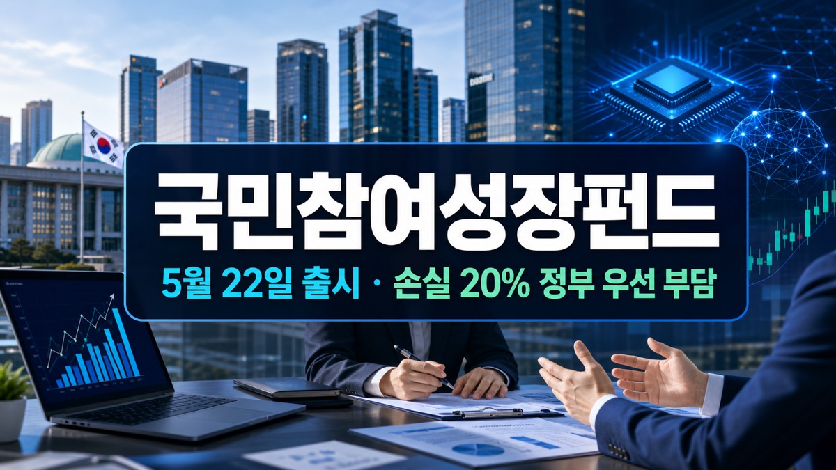 국민참여성장펀드 출시와 손실 20% 정부 우선 부담 문구가 중앙에 크게 보이는 금융 정책 대표 이미지
