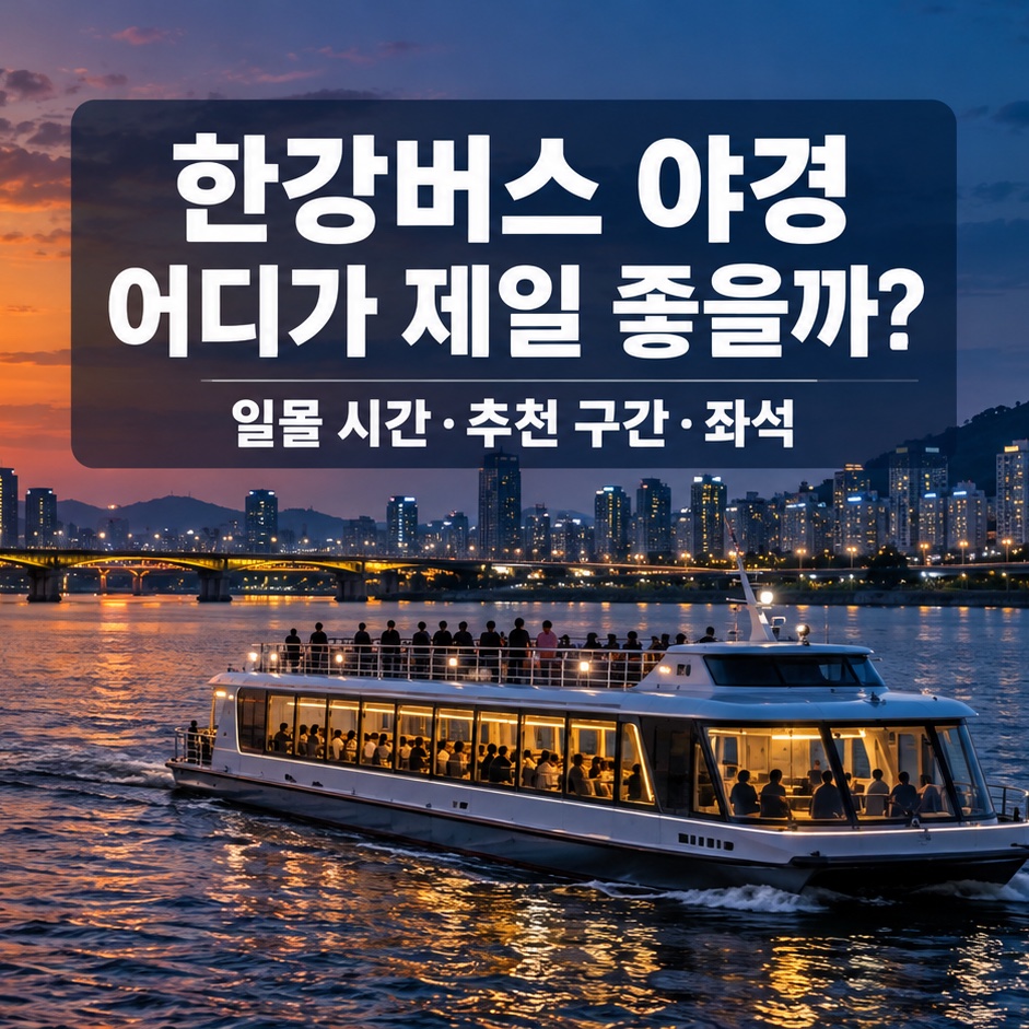 노을과 서울 야경 사이로 운항하는 한강버스