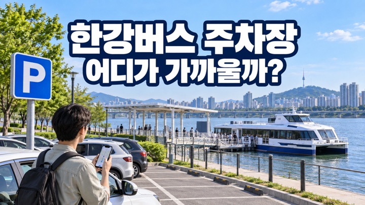 한강버스 선착장 옆 공영주차장을 찾는 운전자를 표현한 대표 이미지