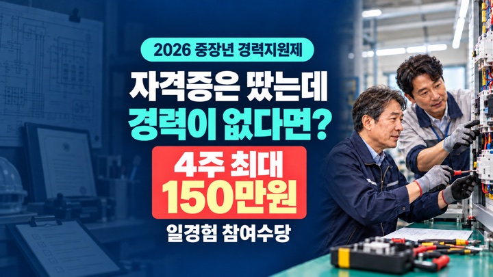 전기 시설관리 현장에서 실무교육을 받는 중장년과 중장년 경력지원제 4주 최대 150만원 안내