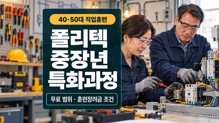 폴리텍 중장년특화과정에서 전기설비 실습을 하는 40대와 50대 교육생