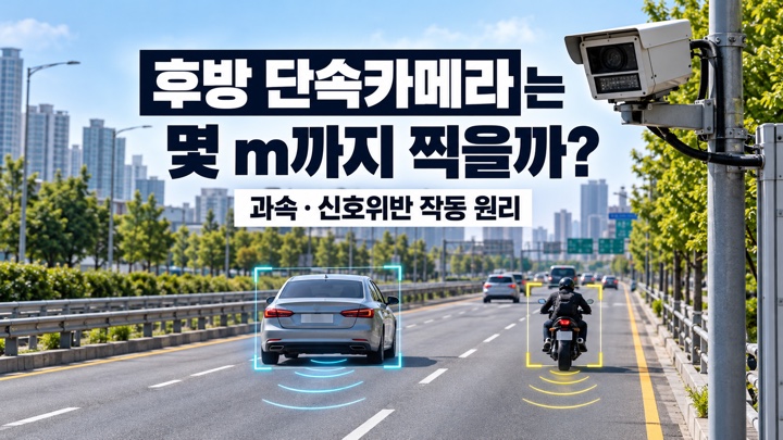 후방 단속카메라가 승용차와 오토바이의 뒷면을 추적하는 도로와 후방 단속카메라는 몇 m까지 찍을까라는 제목