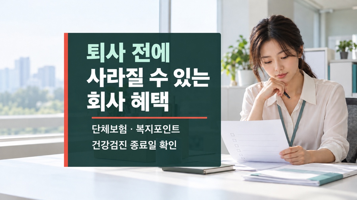 마지막 출근을 앞두고 단체보험과 복지포인트, 건강검진 종료일을 확인하는 직장인