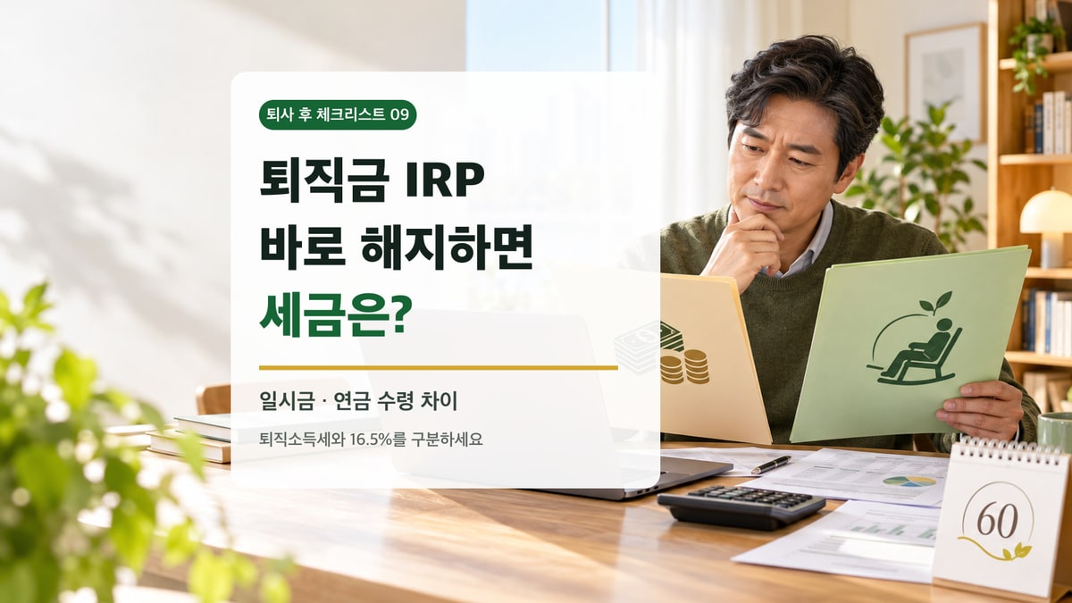 퇴직금 IRP를 바로 해지할 때와 연금으로 유지할 때를 비교하는 직장인